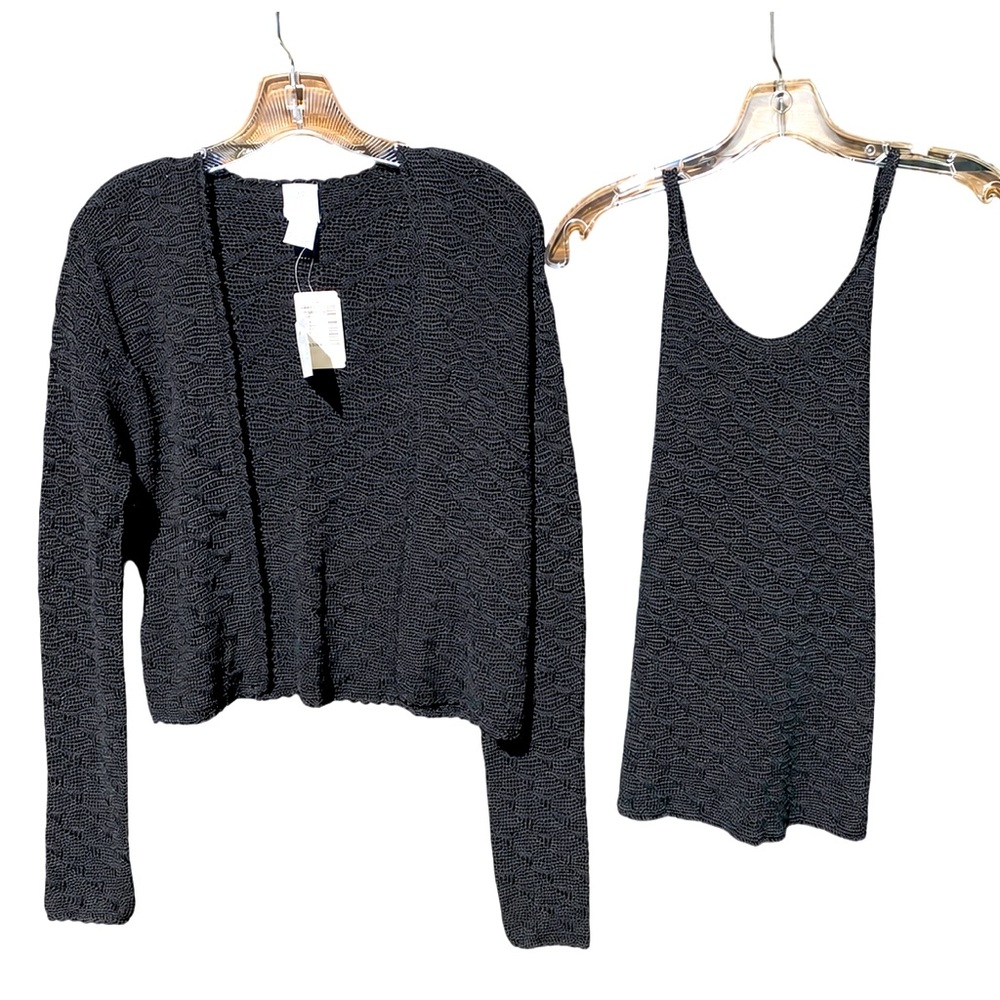 Vintage Mary Jane Marcasiano Crochet Top and Cardigan Set - L